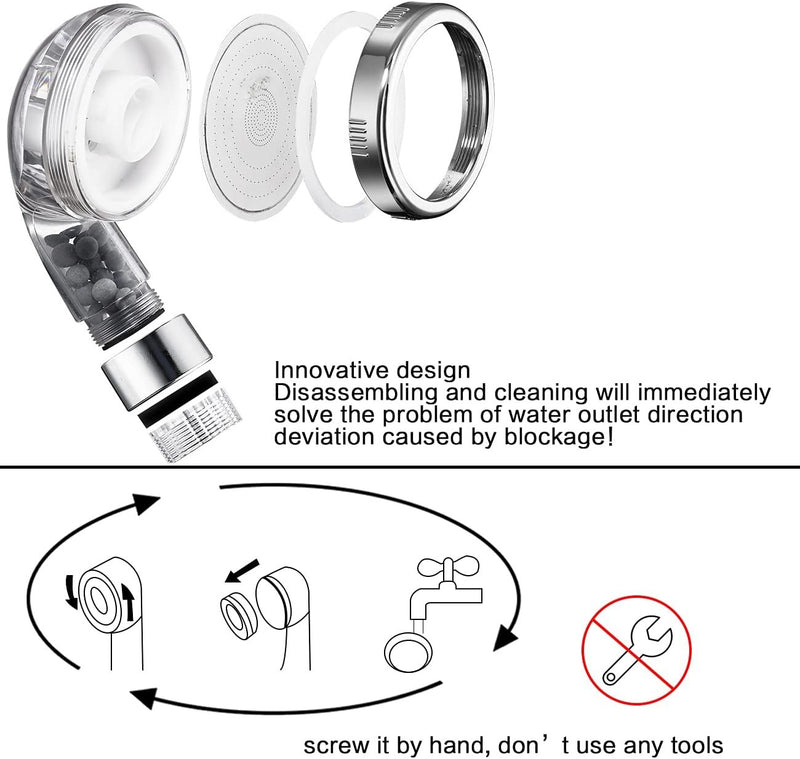 3 Mode Function Spray Handheld Showerheads for Dry Skin & Hair Shower Head, Filter Filtration High Pressure Water Saving