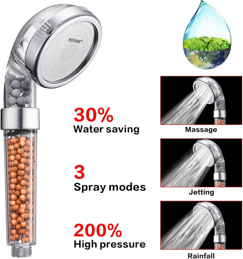 3 Mode Function Spray Handheld Showerheads for Dry Skin & Hair Shower Head, Filter Filtration High Pressure Water Saving