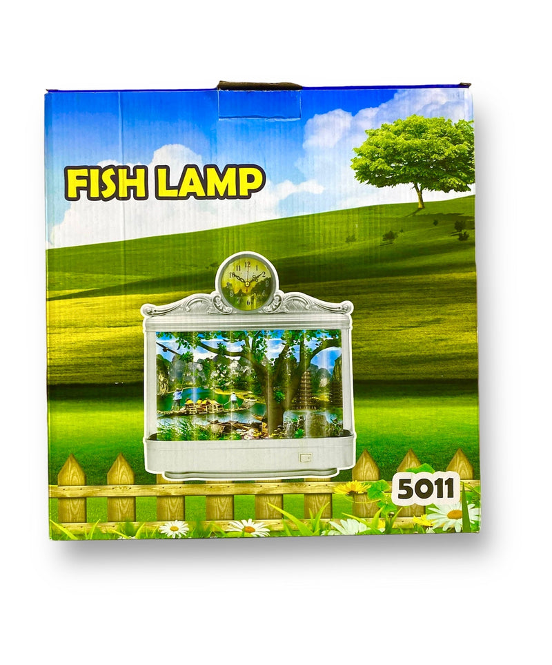 Fish Aquarium Decorative Lamp With Clock,Aquarium Lights Motion Lamp Night Light with Moving Fish,Gift for Kids Fake Fish Tank Mini Aquarium,Artificial Tropical Fish Decorative